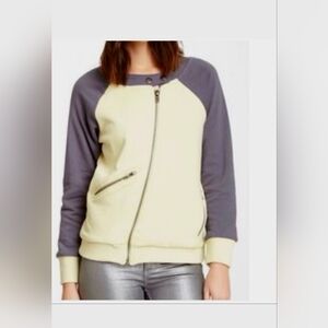 Chaser Yellow Gray Colorblock Varsity Jacket Medium